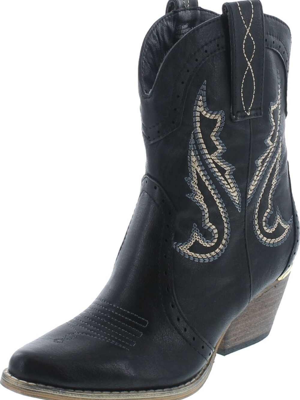 Very Volatile Black Embroidered Western Ankle Boot